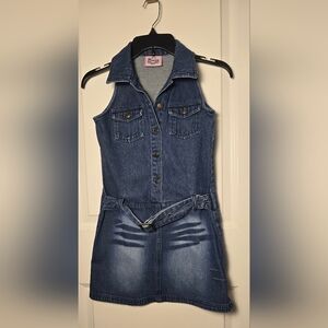 Princess Collection Girls Denim Sleeveless Dress with Belt Size 14-16
